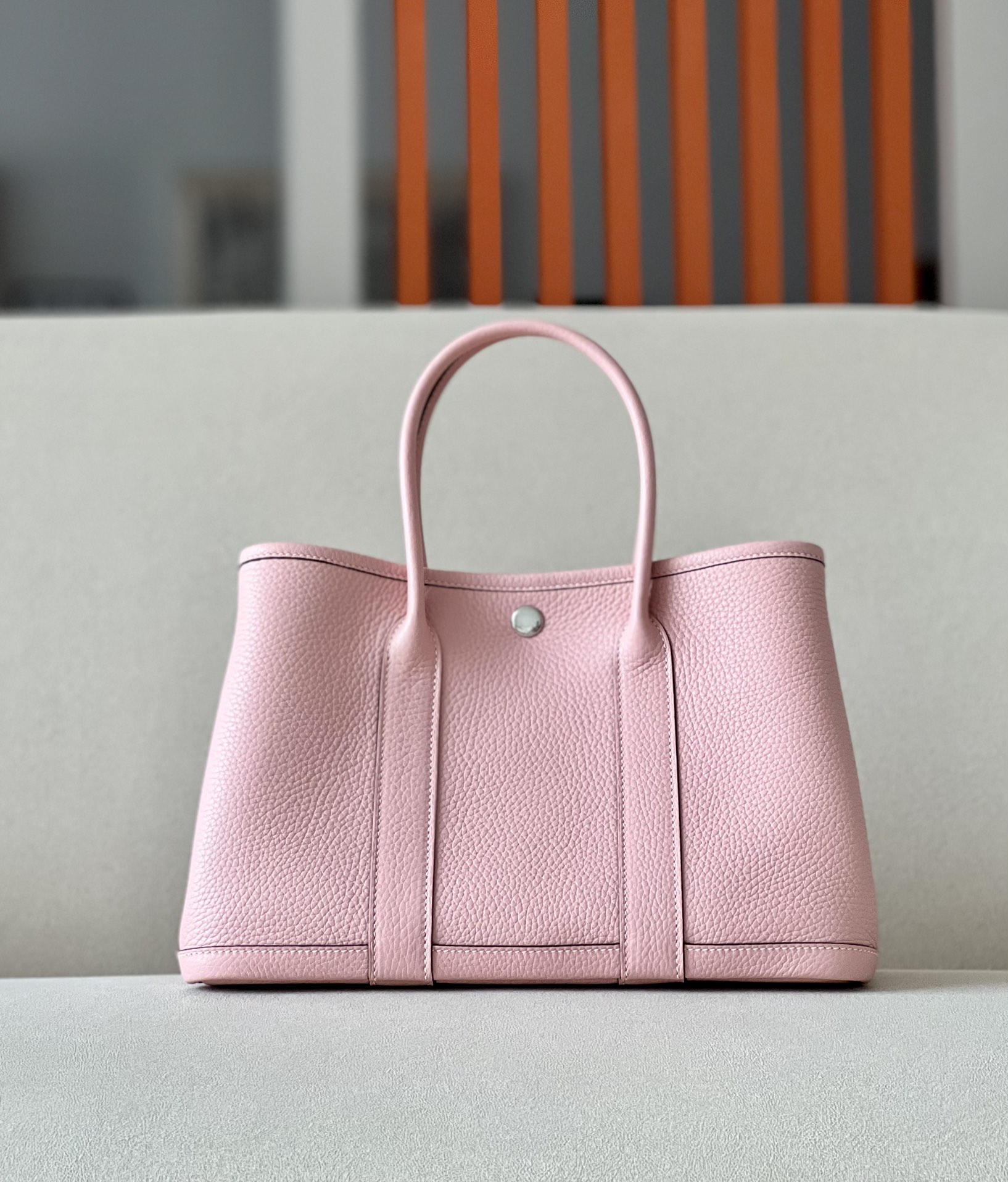 Hermes Garden Party 30cm Tote Handbag In Rose Sakura Clemence Leather